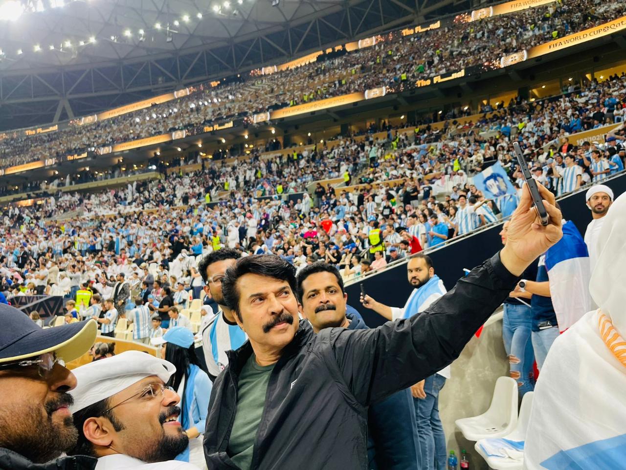 Malayalam superstar Mammootty was also at the stadium witnessing the match amidst his fans